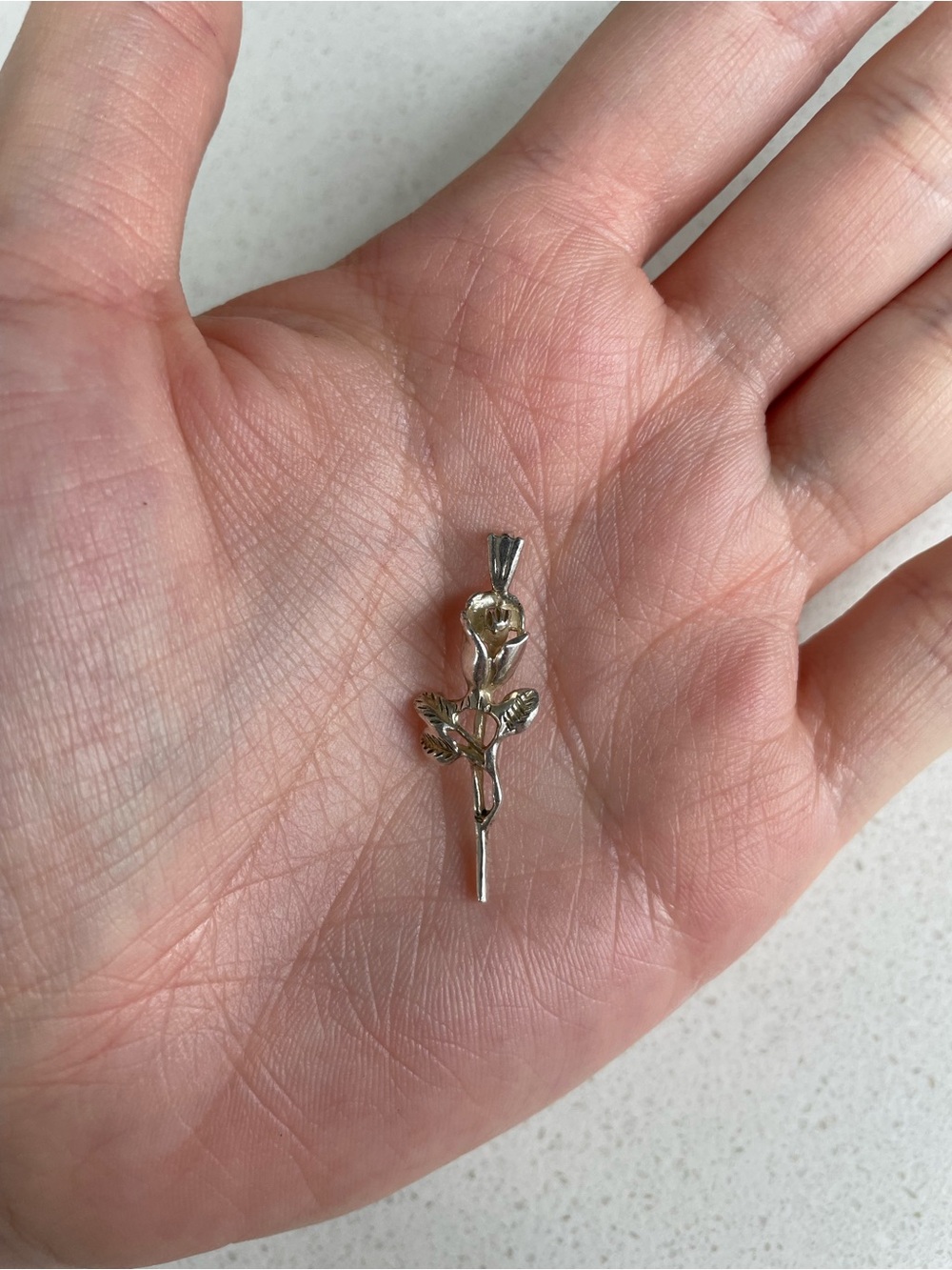 Sterling Silver Rose Pendant Necklace Charm